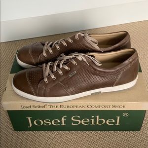 New Josef Seibel Men’s Brown Leather Sneakers